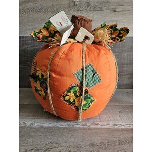 Kmart Vtg Fabric Pumpkin Halloween Fall Decor Maple Leaf Plush 12" New G20